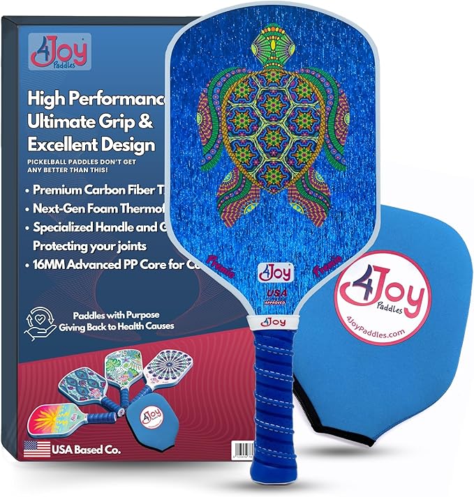 4Joy Pickleball Paddle Premio Series - Thermoformed Premium T700 Carbon Fiber Pickleball Paddless - Professional Pickleball Rackets for Women & Men - 16mm Honeycomb Core - USAP Approved