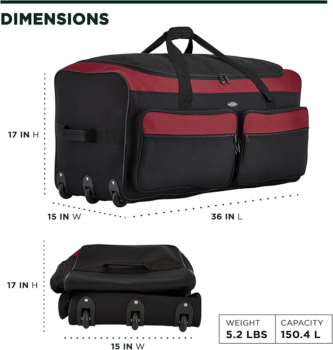 Travelers Club 36" Asgard 3-Wheel Rolling Duffel Bag