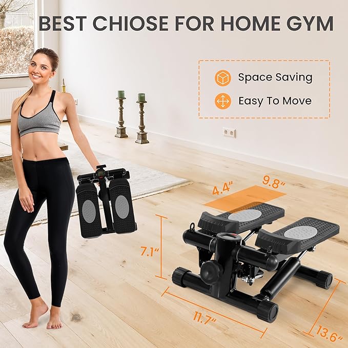 Steppers for Exercise, Stair Steeper with Resistance Bands, Portable Stepper Capable of Full-Body Exercise, Low Noise and Smooth, Bear 300 lbs