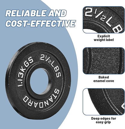 Professional-Grade Cast Iron Weight Plates | Dual-Hole Weight Plates with 2-Inch Bore | Ideal for Strength Training and Weightlifting | Multiple Weight Options Available