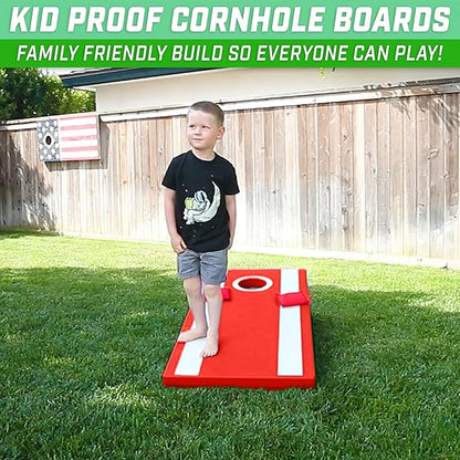 GoSports 4 x 2 ft All Weather Cornhole Boards - American Flag, Red, or Blue - Game Set Includes 8 Bean Bags & Rules