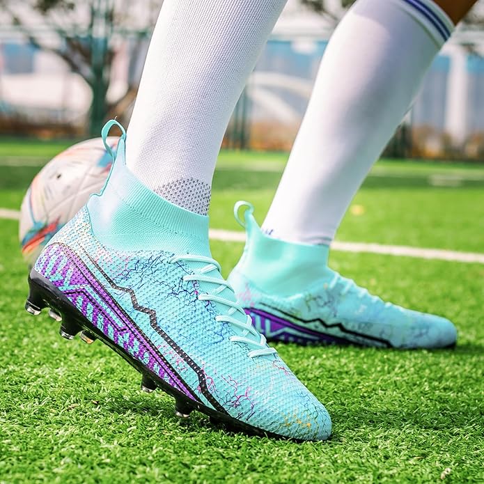 Soccer Cleats Mens Football Cleats Professional Soccer Shoes High-Tops Non-Slip Spikes for Big Boys Wide Training Sneaker