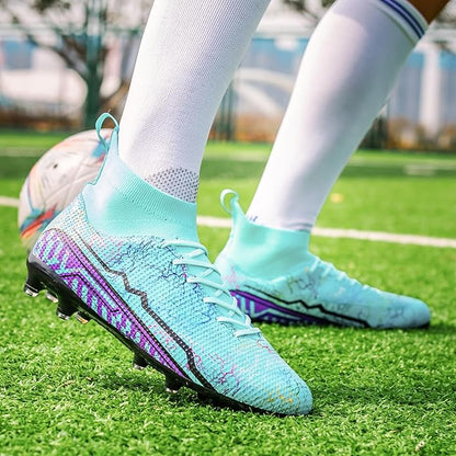 Soccer Cleats Mens Football Cleats Professional Soccer Shoes High-Tops Non-Slip Spikes for Big Boys Wide Training Sneaker