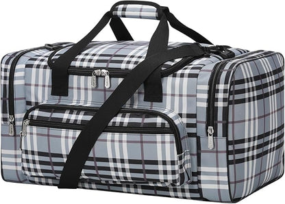 20 inch Sports Duffel Bag - for Travel Gym - Grey/White