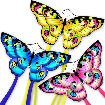The Doinfly Butterfly-Shaped Kite is an Easy-to-Fly Kite Suitable for Both Children and Adults, and is Highly Suitable for Outdoor Activities. (Two-Piece Set of Butterfly Wings-(Blue+Pink+Yellow), 3)