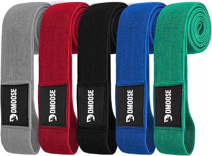 DMoose Fitness Fabric Resistance Bands for Full Body Exercises - Non-Slip Thick Cloth Stretch Band for Squats, Lunges & Bicep Curls - Long Resistance Bands for Working Out - Booty Band for Men & Women
