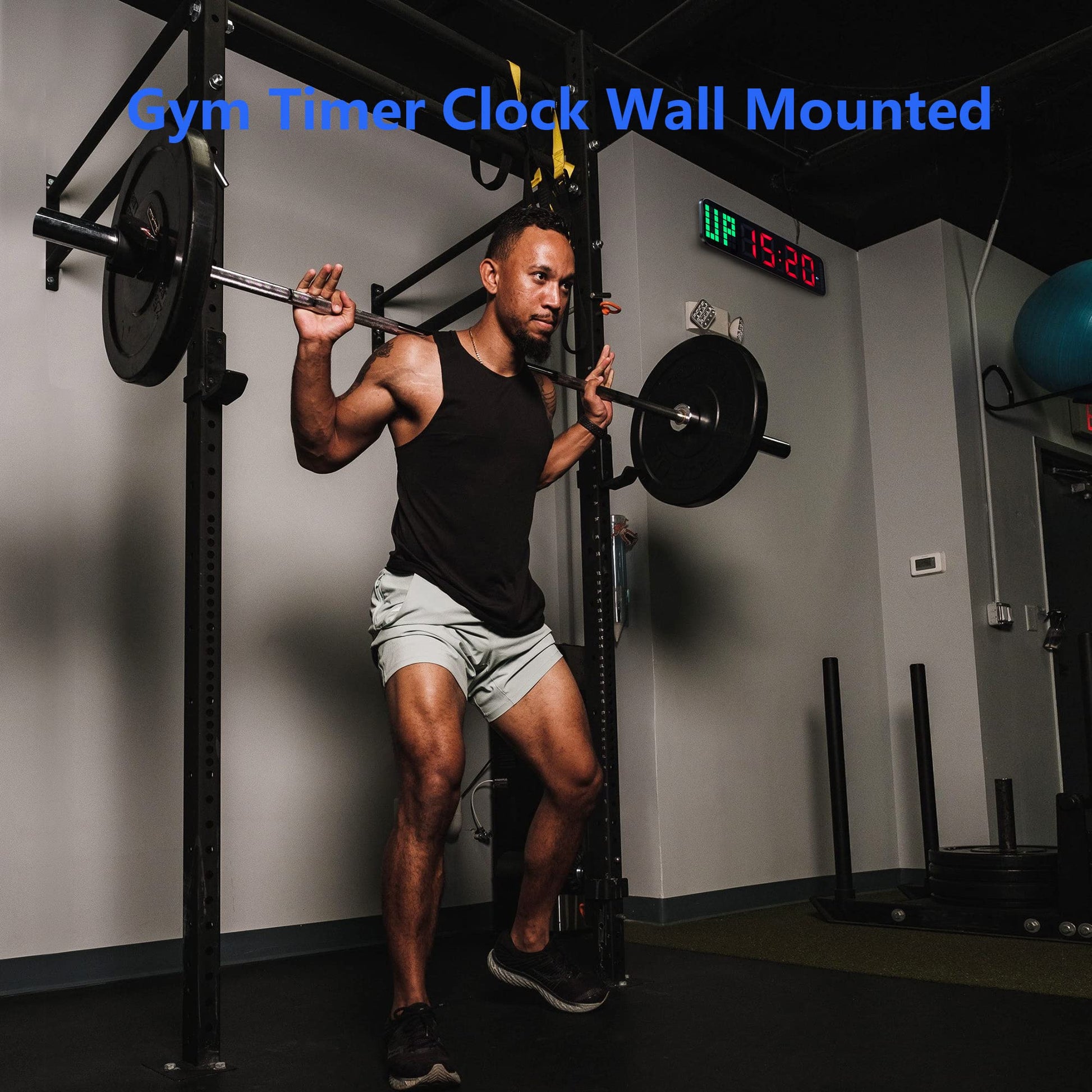 LUCORB Gym Timer - Large Digital Gym Clock Wall with Interval Time Progress Bar, Countdown/Up