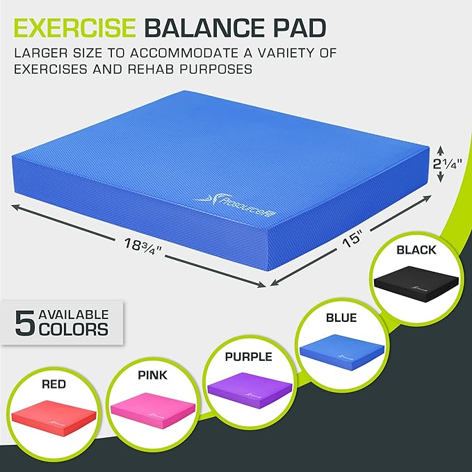 ProsourceFit Exercise Balance Pad ??Non-Slip Cushioned Foam Mat & Knee Pad for Fitness and Stability Training, Yoga, Physical Therapy