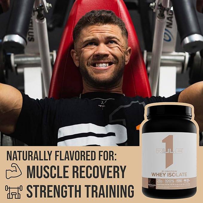 Rule 1 Naturally Flavored R1 Protein Whey Isolate - Clean Formula with 25g Protein & 6g BCAA Exclusively Isolated & Hydrolyzed Sources for Workout Recovery (4.3 Pounds*, Pure Vanilla)
