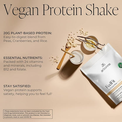Arbonne Feelfit Pea Protein Shake - Daily Supplement Powder, Vegan Protein for Support of Overall Health, Energy and Well-Being, Vanilla