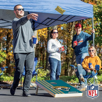 NFL 2' x 3' Solid Wood Cornhole Set with Direct Print HD Team Graphics – Great Gift for Any Football Fan! Bean Bag Toss Family Outdoor Games