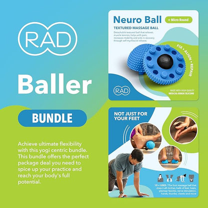 RAD Baller Bundle ??Myofascial Release Balls for Full Body Mobility & Recovery, Trigger Point Relief ??Includes Rounds (Set of 3), Recovery Rounds (Set of 2), and Neuro Ball Foot Roller