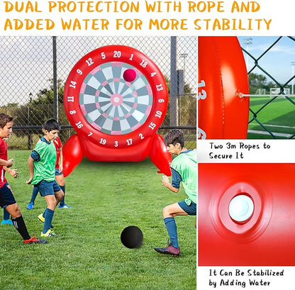 6.4ft Inflatable Giant Kick Darts, Jumbo Outdoor Soccer Target Dartboard, Big Carnival Games for Family, Friends, Giant Outdoor Games, Oversized Dart Board Yard Lawn Game