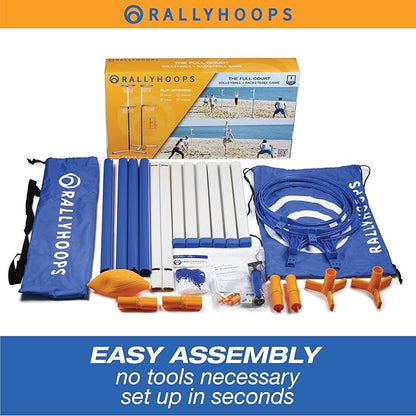 7 FT - World’s First Sports Game to Mash Volleyball & Basketball - Setup in Seconds - Quick & Easy to Learn Full Court Volleyball & Basketball Game - Fun to Play - for All Ages