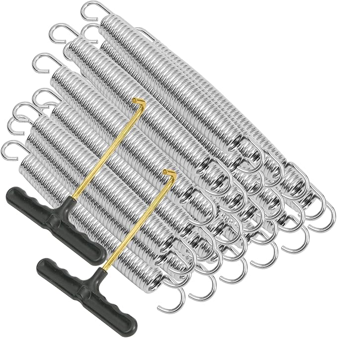 24 Pcs Trampoline Springs, 5.5-7 Inch Heavy Duty Stainless Steel Replacement Springs, Universal Trampoline Accessories Springs with 2 T-Hooks