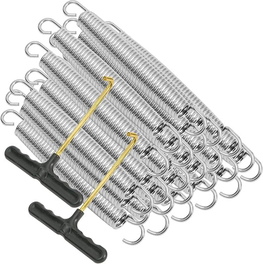 24 Pcs Trampoline Springs, 5.5-7 Inch Heavy Duty Stainless Steel Replacement Springs, Universal Trampoline Accessories Springs with 2 T-Hooks