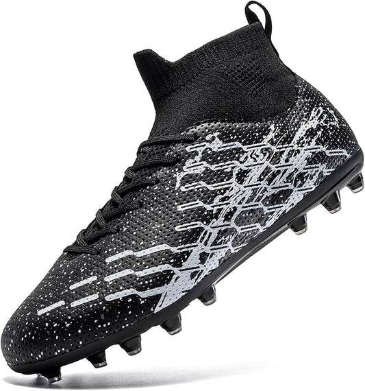 Unisex Soccer Cleats Lightweight No-Tie Lacing System Multi-Surface Football Shoes with Ankle