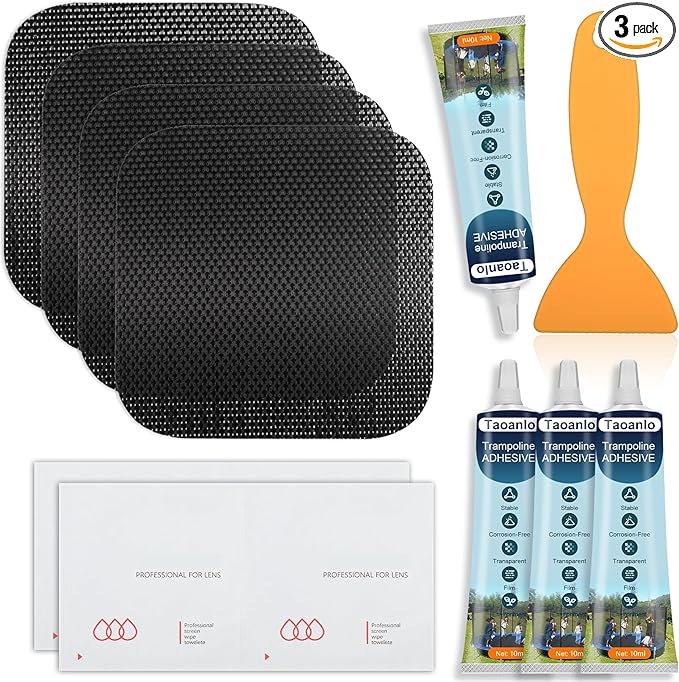 Trampoline Patch Repair Kit 4.1'' x 4.1'' Square Patches | Repair Trampoline Mat Tear or Hole in a Trampoline