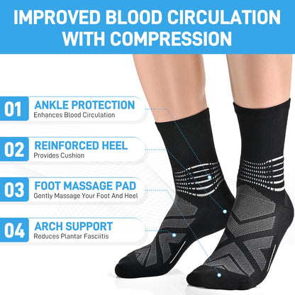 IRAMY Compression Ankle Support Crew Socks Men Women Wicking Plantar Fasciitis Relief Running