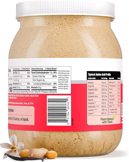PB2 Performance Peanut Plant Based Vegan Protein Powder | 20g Complete Protein, No Added Sugar, Prebiotic Fiber | Dairy Free, Certified Vegan, Non-GMO, Gluten Free [Peanut w/Madagascar Vanilla, 2LB]
