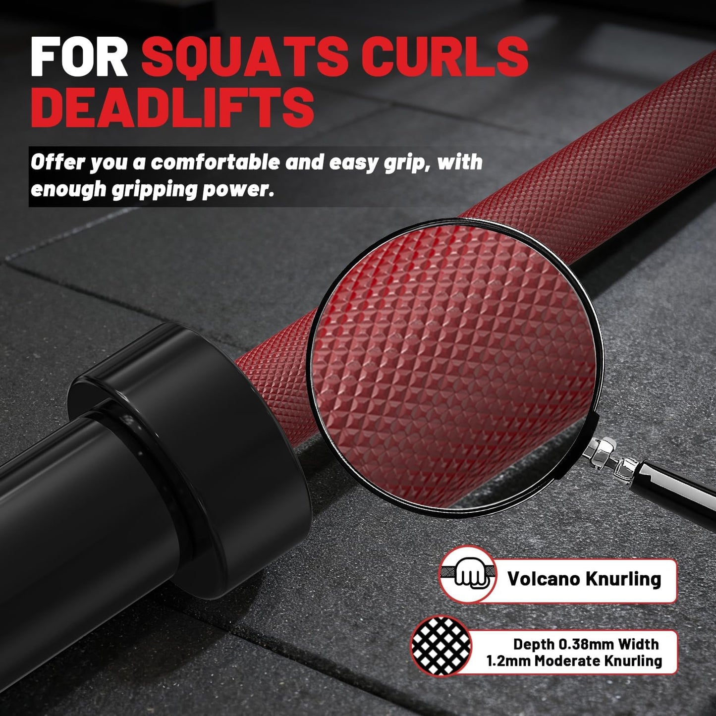 PAPABABE 7ft Barbell Olympic Barbell 1000lb Capacity Home Gym Red Elite