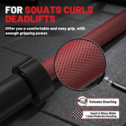 PAPABABE 7ft Barbell Olympic Barbell 1000lb Capacity Home Gym Red Elite