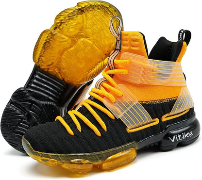 VITUOFLY Kids Basketball Shoes Boys Air Cushion Sneakers Girls Mid Top School Hoops Shoes Non-Slip Outdoor Sports Running Gym Comfortable Durable Little Kid/Big Kid