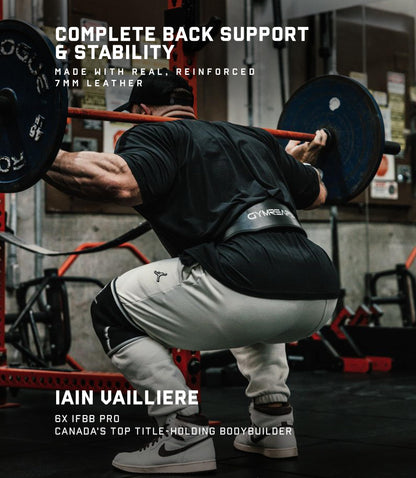 Gymreapers Leather Weightlifting Belt for Bodybuilding, Squatting, Lower Back Support & Back Pain