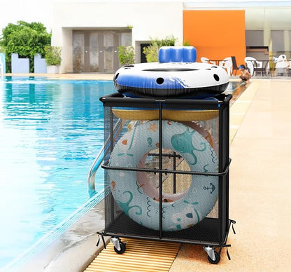 smusei Ball Storage Bin Rolling Sports Ball Storage Cart Garage Sports Equipment Organizer Rack with Wheels Outdoor Basket Ball Cage for Garage, School, Gym, Yoga Room