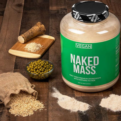 NAKED Vegan Mass - Chocolate Vegan Weight Gainer - 1,280 Calories, Non-GMO, Soy & Gluten Free, No Artificial Ingredients - 12LB Bulk - 17 Servings