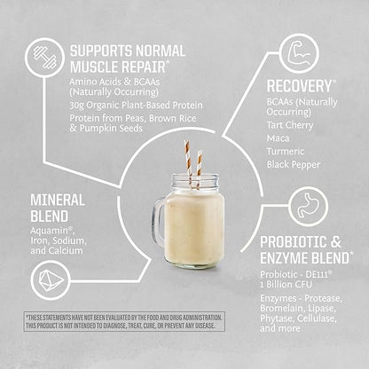 Sunwarrior Organic Plant Based Protein Powder | Vegan Organic Protein Powder with BCAA Amino Acids Plus Recovery Minerals & Botanicals | Non-GMO Soy Dairy & Gluten Free (Cake Batter, 20 Servings)