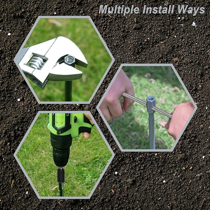 18 inch Ground Anchor Heavy Duty Earth Anchors Set Screw in for Mobile Home, Swing, Tent Trampoline Anchors Wind Resistant Tree Stakes and Supports with Drill Socket, 4 Pack