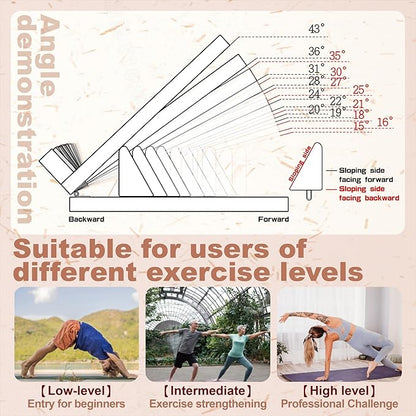 KIJO Studio Professional Wooden Calf Stretcher Slant Board 500 lbs Weight Capacity 16-Angle Adjustable Incline Calf Stretch Slant Board for Calf Stretching Exercise Squat & Physical Therapy Non-Slip