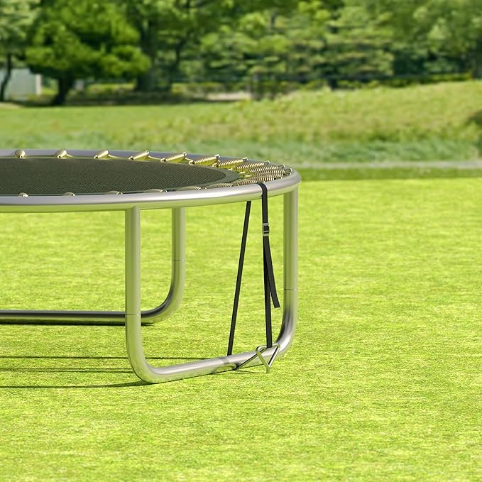 Trampoline Stakes Heavy Duty, High Wind Anchors Tie Down Ground Anchor Kit Stakes, Corkscrew Shape, Galvanized Steel, Anti-Rust, Pack of 6 with 6 Belt, Trampoline Accessories