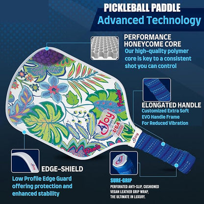 4Joy Pickleball Paddle Premio Series - Thermoformed Premium T700 Carbon Fiber Pickleball Paddless - Professional Pickleball Rackets for Women & Men - 16mm Honeycomb Core - USAP Approved
