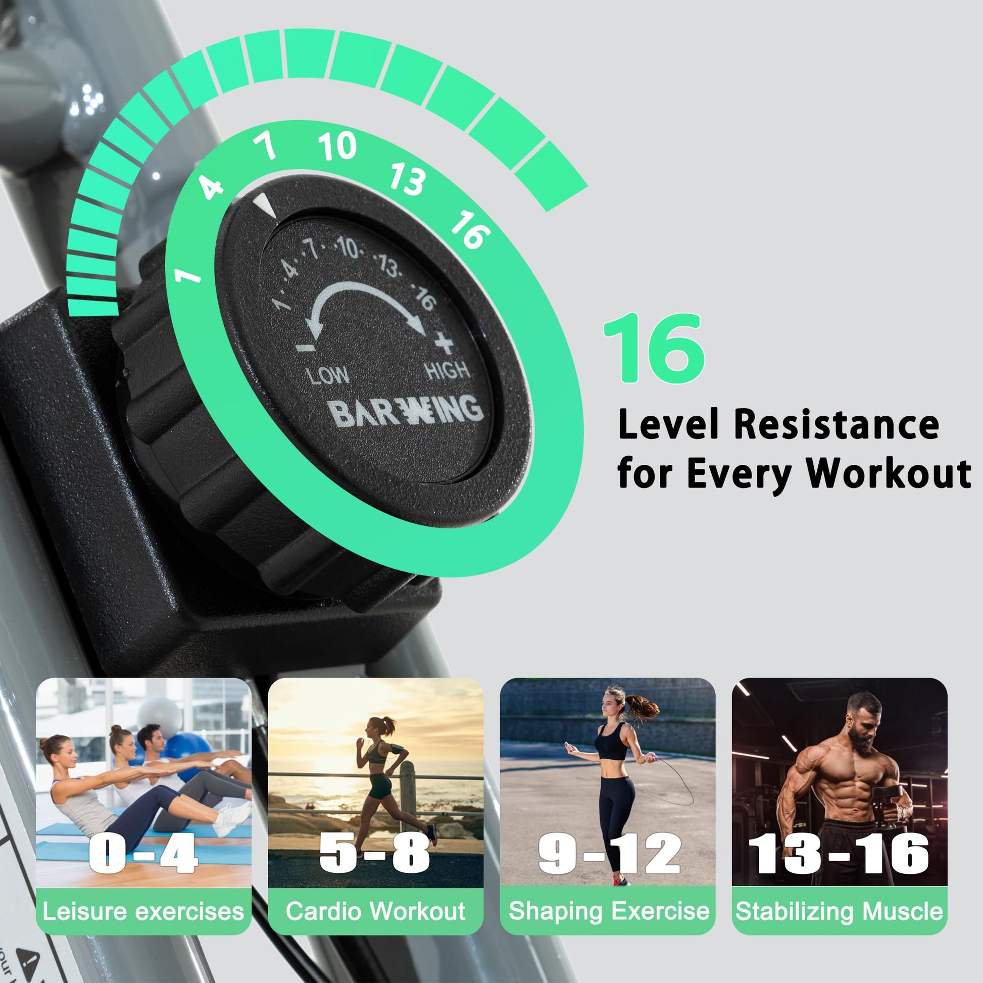 BARWING Stationary Exercise Bike for Home Workout, 5 IN 1 Foldable Indoor Cycling Bike for Seniors