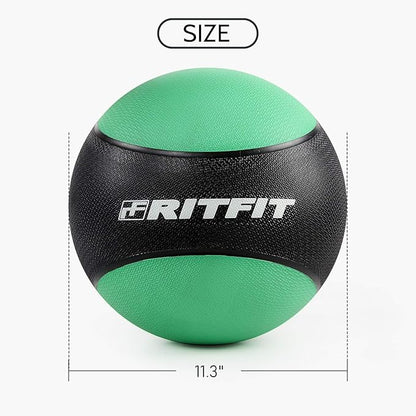 RitFit Weighted Medicine Ball - Non-Slip Rubber Shell & Dual Texture Grip - Workout Exercise Ball for Core Strength, Balance Training, Coordination Fitness - Multiple Weights & Colors