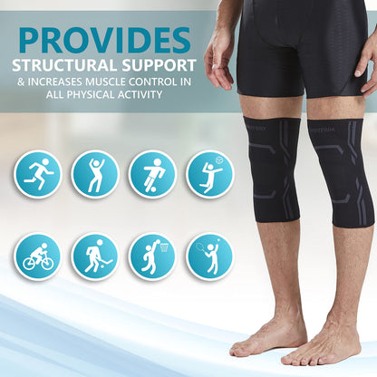 Bodyprox Knee Compression Sleeve for Men and Women (2 Pack), Knee Support Brace for Running and