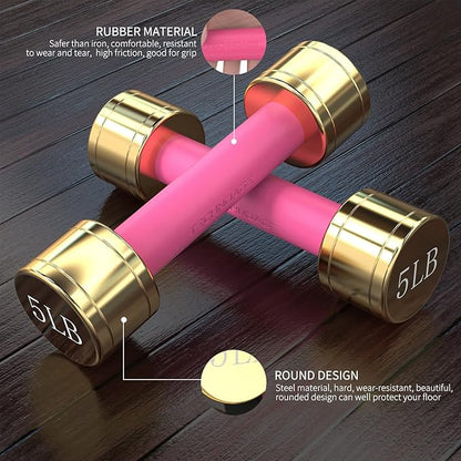 TECHNOAGE Round Dumbbell Sets with Steel Handle, Odorless Neoprene rubber Handle Cover