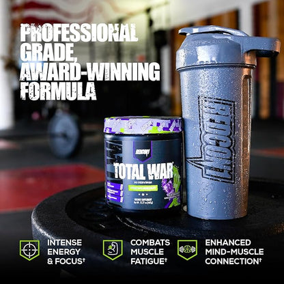 REDCON1 Total War Pre Workout, Sour Gummy Bear - Fast Acting Caffeinated Preworkout for Men + Women with Beta Alanine - Contains Citrulline Malate for Increased Pump, Blood Flow (30 Servings)