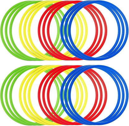 Juvale Agility Rings for Training - 24-Pack, 15.75-Inch, Red, Yellow, Blue & Green - Speed Agility Training Rings & Hula Hoops Bulk for Soccer & Football & Footwork Drills