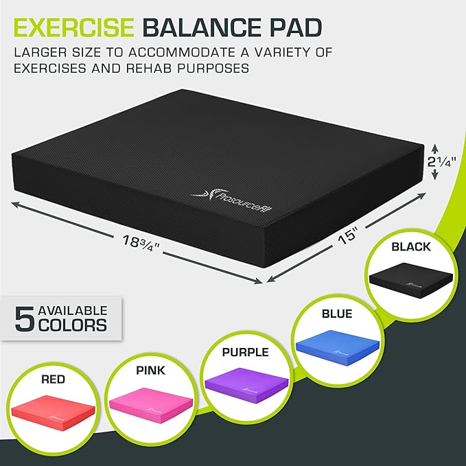 ProsourceFit Exercise Balance Pad – Non-Slip Cushioned Foam Mat & Knee Pad for Fitness and Stability Training, Yoga, Physical Therapy
