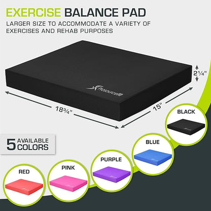ProsourceFit Exercise Balance Pad – Non-Slip Cushioned Foam Mat & Knee Pad for Fitness and Stability Training, Yoga, Physical Therapy