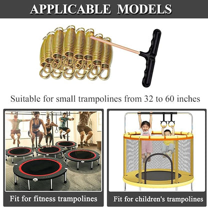 3.7'', 6.5'', 7'' Trampoline Springs,16pcs Heavy Duty Stainless Steel Replacement Trampoline Springs with T-Hook Tool Trampoline Accessories