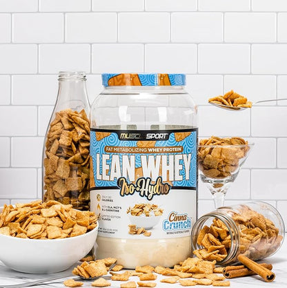 Musclesport Lean Whey Revolution??Protein Powder - Whey Protein Isolate - Low Calorie, Low Carb, Low Fat, Incredible Flavors - 25g Protein per Scoop - 2lb Cinna Crunch