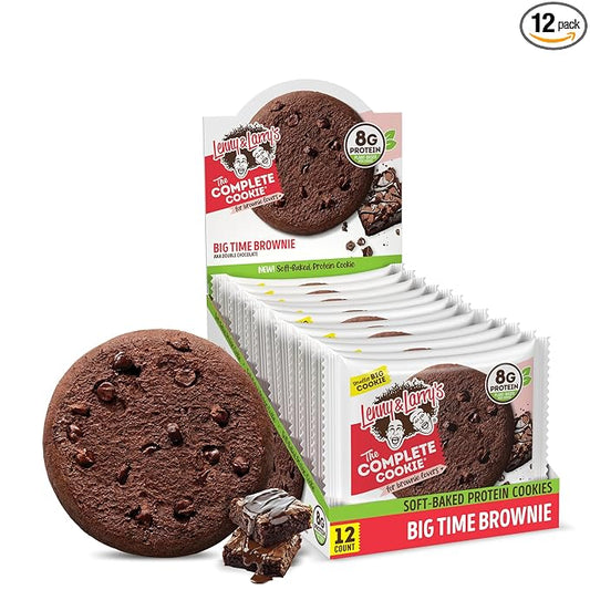 Lenny & Larry's The Complete Cookie, Big Time Brownie, Soft Baked, 8g Plant Protein, Vegan, Non-GMO, 2 Ounce Cookie (Pack of 12)
