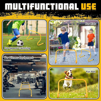 12 Pcs 12 Inch Agility Hurdles Training Equipment Agility Hurdles and Marker Cone Set Disc Cones Speed and Training Obstacle for Athletes Sports Soccer Football Tennis Basketball