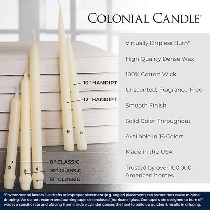 Colonial Candle Classic Tapers, 8-Inch, Mulberry - Pack of 12