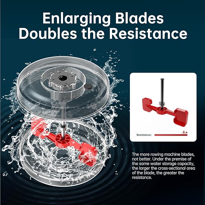 PASYOU Water Rowing Machines for Home Oak Wood Foldable Rower Machine 350LB Weight Capacity, 6 Levels Adjustable Row Machines with Monitor & Device Holder & 14L Tank, Bluetooth with Kinomap APP