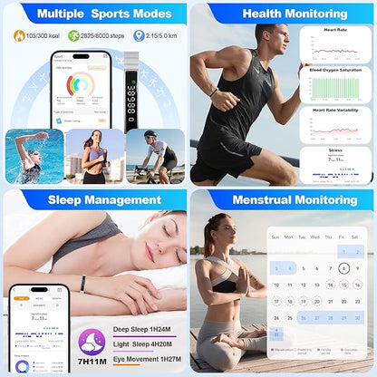 Sleep & Fitness Tracker with 2 Bands, Lightweight Smart Bracelet Wristband for Women Men, 24/7 Heart Rate, Blood Oxygen & Stress Monitor, Waterproof Health Trackers, No Subscription Fee (White)